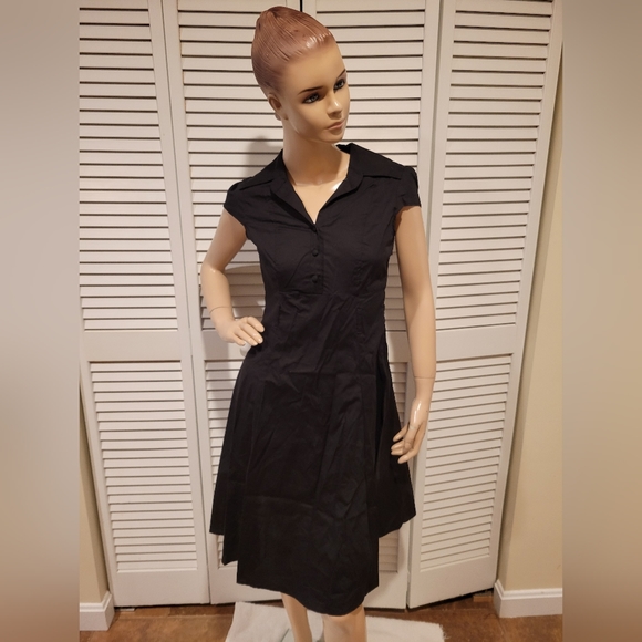 Modcloth Black Soda Fountain Dress by Petalo Sz Small Read Sm Hole  Miss Belt - Picture 1 of 6